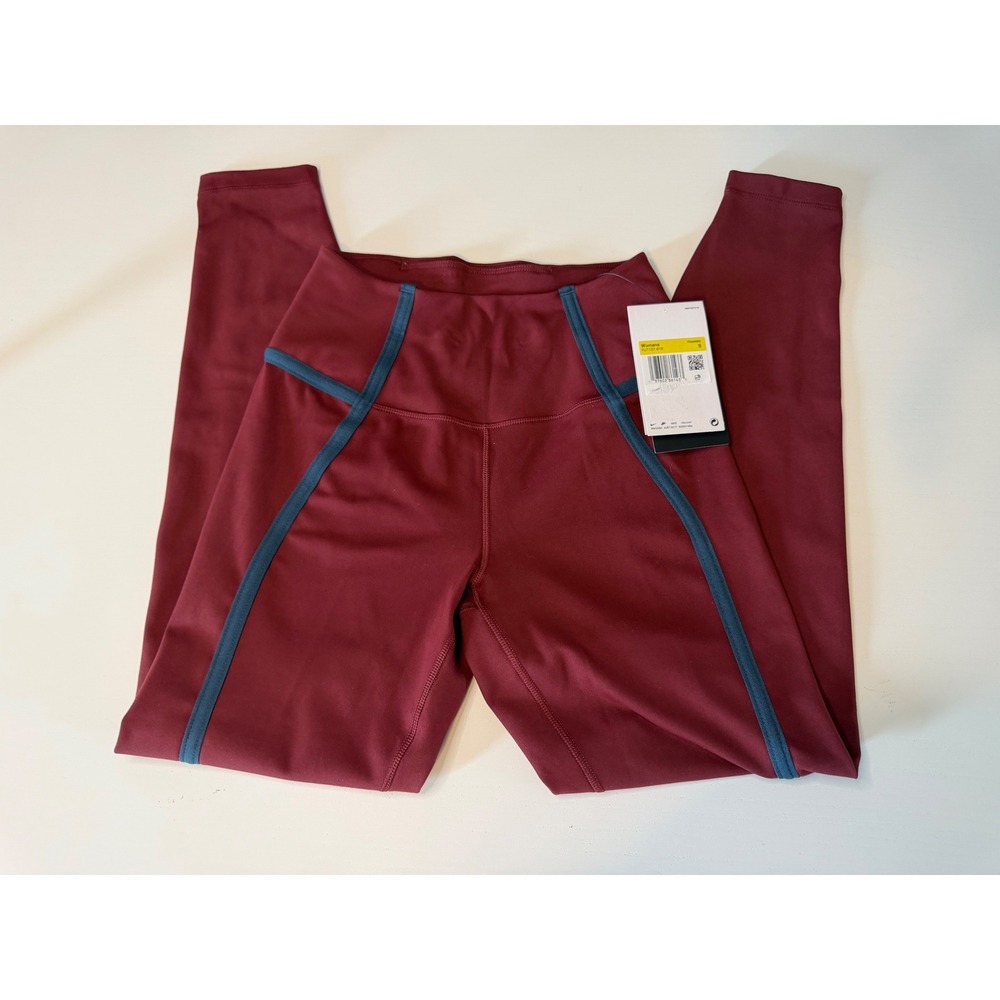 Nike Womens Training Leggings Burgundy Blue HJ1137-619 High Rise Tights Small
